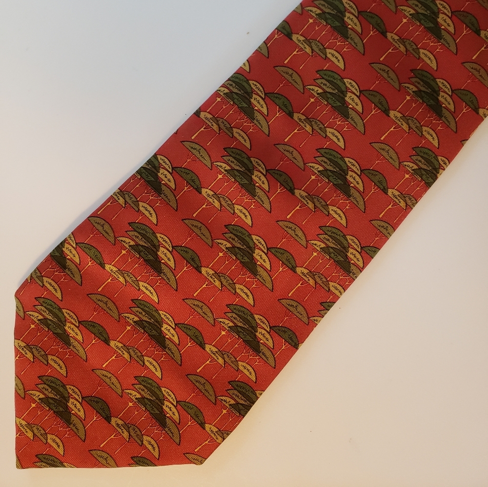 Salvatore Ferragamo necktie tree print motif excellent Condition